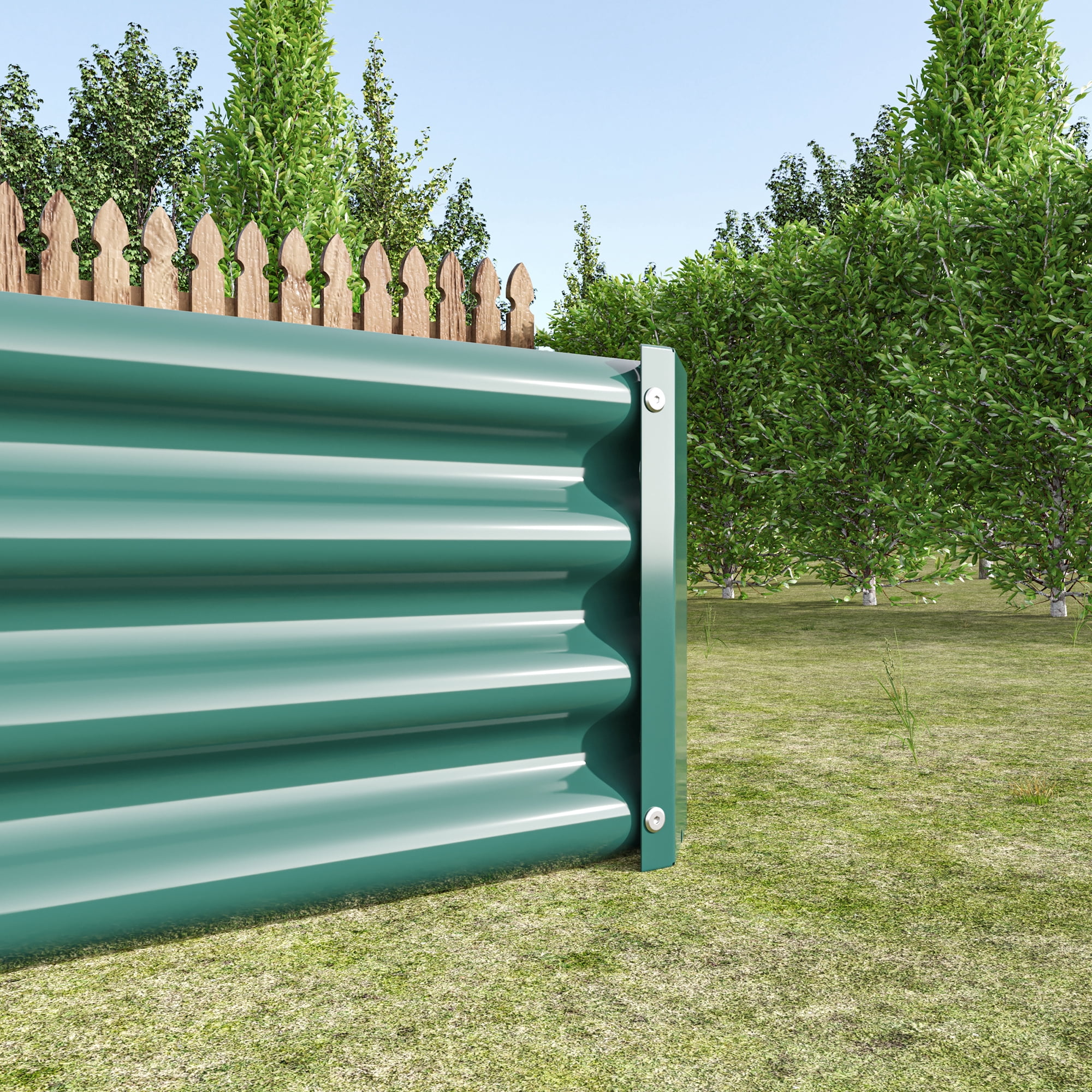 Set of 2 Green 8x4x1 Ft Metal Raised Garden Planter Bed, Extra Large Rectangle Outdoor Raised Box for Vegetable Gardening, Heavy Duty Steel Planter for Backyard Garden Planting