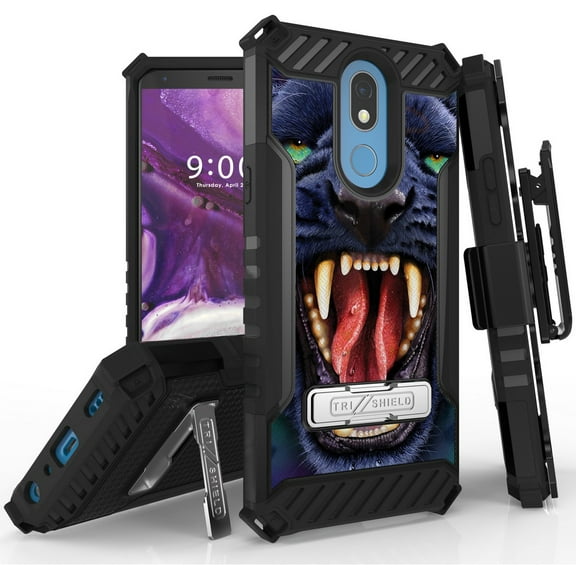 Tri-Shield [FIERCE CREATURE SERIES] Rugged Case Metal Kickstand Cover   Belt Clip Holster [ANIMAL DESIGN] for AT&T LG Xpression Plus 2 (LM-X420)