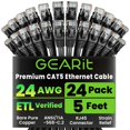 thumbnail image 1 of Cable Ethernet GEARit Cat5e, paquete de 24, 1,5 m, RJ45, negro, 1 of 9