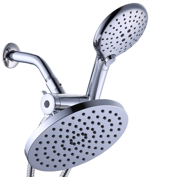 3-Setting Shower Head, 8-inch Large Round Rain Head Handheld, 3-Way 70.8-inch Tangle-Proof Hose, ABS