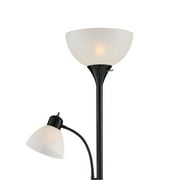360 Lighting Bingham Modern Torchiere Floor Lamp with Side Lights 71 1/2 Tall Black Metal White Shade for Living Room Reading Bedroom Office House