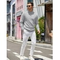 thumbnail image 5 of COOFANDY Mens Quarter Zip Sweater Ribbed Knit V Neck Slim Fit Dress Sweater for Fall Winter, 5 of 7