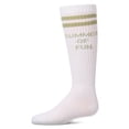 thumbnail image 3 of MeMoi Girls "Summer Of Fun" Cotton Blend Varsity-Stripe Knee High Sock - Girls - Female, 14, Black, 3 of 11