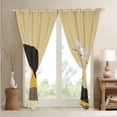 thumbnail image 4 of Mid Century Curtains Modern Abstract Curtains & Drapes, Oriental Crane Blackout Curtains Black Gold Brown Stripe Bedroom Curtains, Aesthetic Geometric Window Treatments Luxurious Home Decor, 4 of 6
