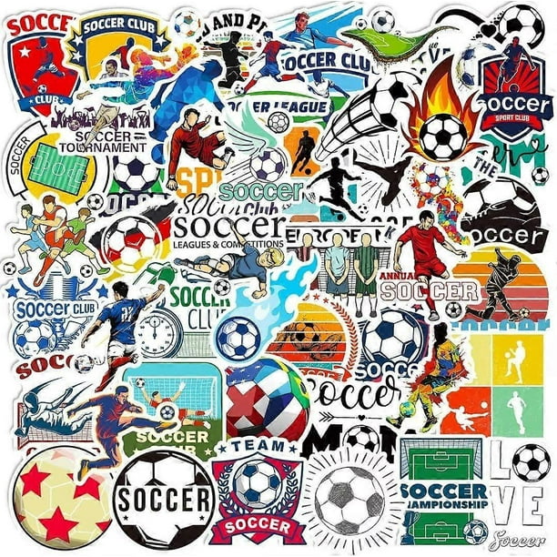 Soccer Stickers 100 PCS Vinyl Waterproof Soccer Sports Stickers for Water Bottle Laptop Skateboard, Soccer Gifts for Kids Teens Boys/Girls