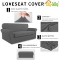 thumbnail image 5 of Easy-Going 2 Pieces Microfiber Stretch Sofa Slipcover Spandex Soft Sofa Couch Cover, Loveseat, Gray, 5 of 6
