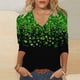 thumbnail image 1 of TaTaai Women's Irish Festival Top V-Neck 3/4 Sleeve Loose Fit T-Shirt St. Patrick's Day Print Casual Spring Holiday Celebration Blouse Gift, 1 of 5