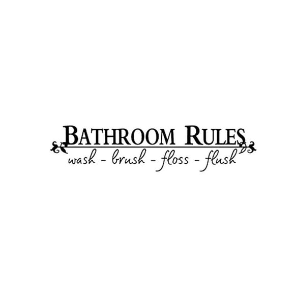 Bathroom Rules Wash Brush Floss Flush Quote Words Shower wall Saying Shower Wall Stickers Papers Poster Home Art Decals