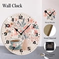 thumbnail image 4 of ZXCXRQFa Coffee Cup Flower Wood Wall Clock Silent Non-Ticking Kitchen Desk Clock Battery Operated Analog Decorative Round Clocks 10 in Garden Home Decor, 4 of 7