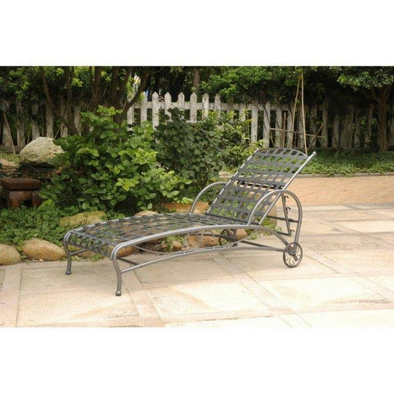 Santa Fe Nailhead Single Multi Position Chaise Lounge, Pewter