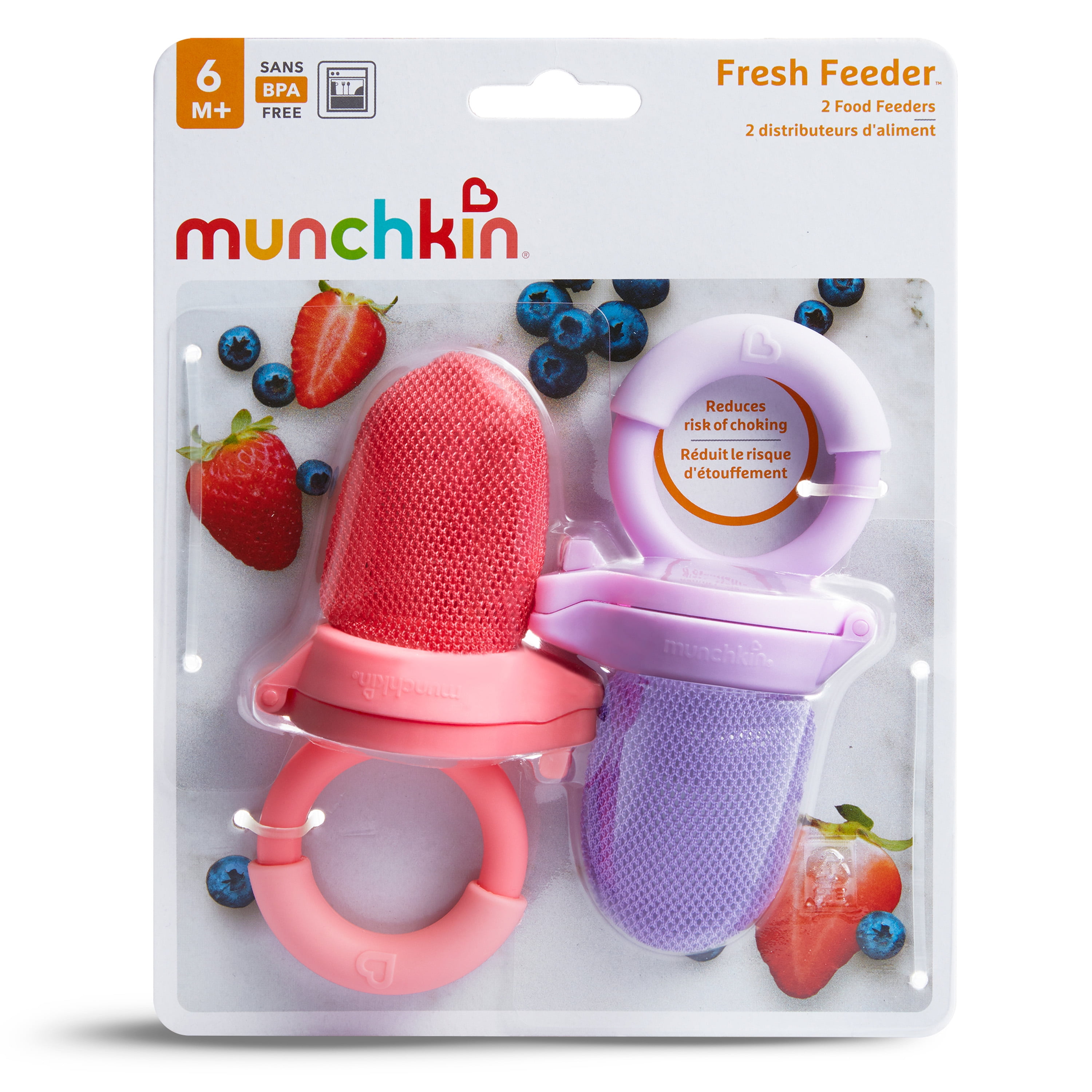 Munchkin Fresh Food Feeder, BPA-Free, 2 Pack, Coral/Purple