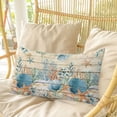 thumbnail image 4 of Vintage Beige Coastal Pillow Covers, Linen Long Throw Pillow Case, Summer Beach Starfish Shell Coral Nautical Holiday Pillow Protector Decorative Cushion Cover for Living Room/Bedroom 16" x 24", 4 of 8