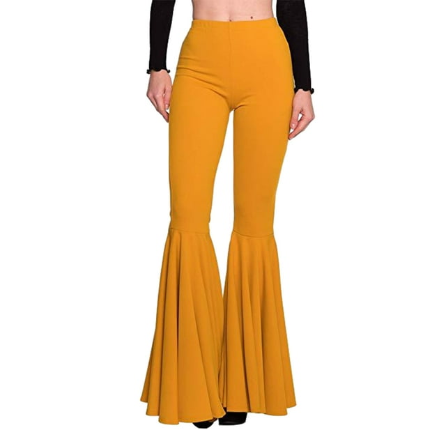 ZheElen Confortable Femmes Pantalon Évasé Extensible Léger Plusieurs Tailles Disponibles Jaune TG 1ensemble