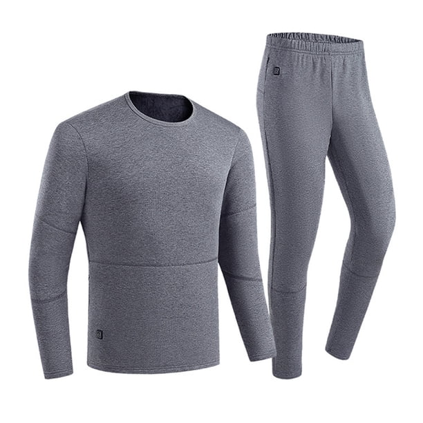 Conjuntos de ropa interior térmica para hombre, color sólido, talla grande, regulación de temperatura de tres niveles, conjuntos de ropa interior térmica lavables, top y pantalones de poliéster para h