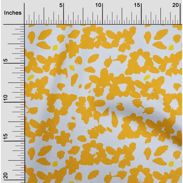 oneOone Polyester Lycra Mustard Yellow Fabric Florals Sewing Material Print Fabric By The Yard 56 Inch Wide