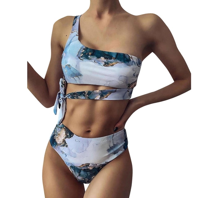 Traje de baño tipo bikini HUOGUO Tie-dye con estampado dividido para mujer