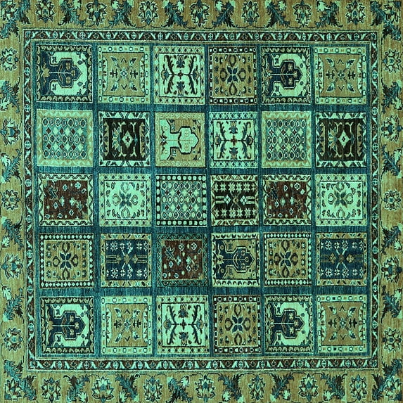 Ahgly Company Indoor Square Abstract Turquoise Blue Modern Area Rugs, 4' Square