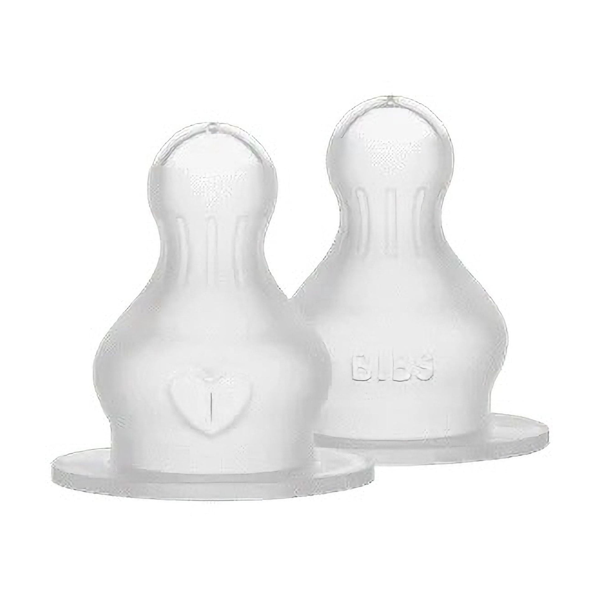 BIBS Baby Bottle Nipple Round Silicone 2 Pack Fast Flow