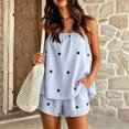 thumbnail image 2 of Vdoaml Women 2 Piece Matching Set Ladies Strapless Tube Top Shorts Loose Casual Polka Dot Summer Lounge Outfits M Light Blue, 2 of 4