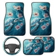 thumbnail image 2 of Pzuqiu Sea Turtle Print Car Floor Mats Car Steering Wheel Cover Full Set Easy to Install 5 Piece Car Floor Mats All Weather with Anti-Slip Pad Removable Automotive Accessories for Cars, 2 of 6