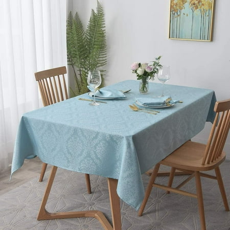 

Jacquard Tablecloth Damask Design Spillproof Wrinkle Free Oil Resistant Heavy Weight Soft Table Cloth Decorative Table Cover for Outdoor and Indoor Use Oblong 60 x 120 Inch Blue Haze