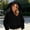 Black, variant on Women 3D Bunny Ear Hooded Full Zip Cropped Sweatshirt Jacket Kangaroo Pocket Solid Ladies Winter Casual Outerwear