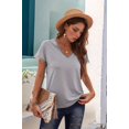 thumbnail image 5 of Women Tank Tops V Neck Short Sleeve Lace Blouse Casual Vest Summer Camisole Shirts Grey S, 5 of 6