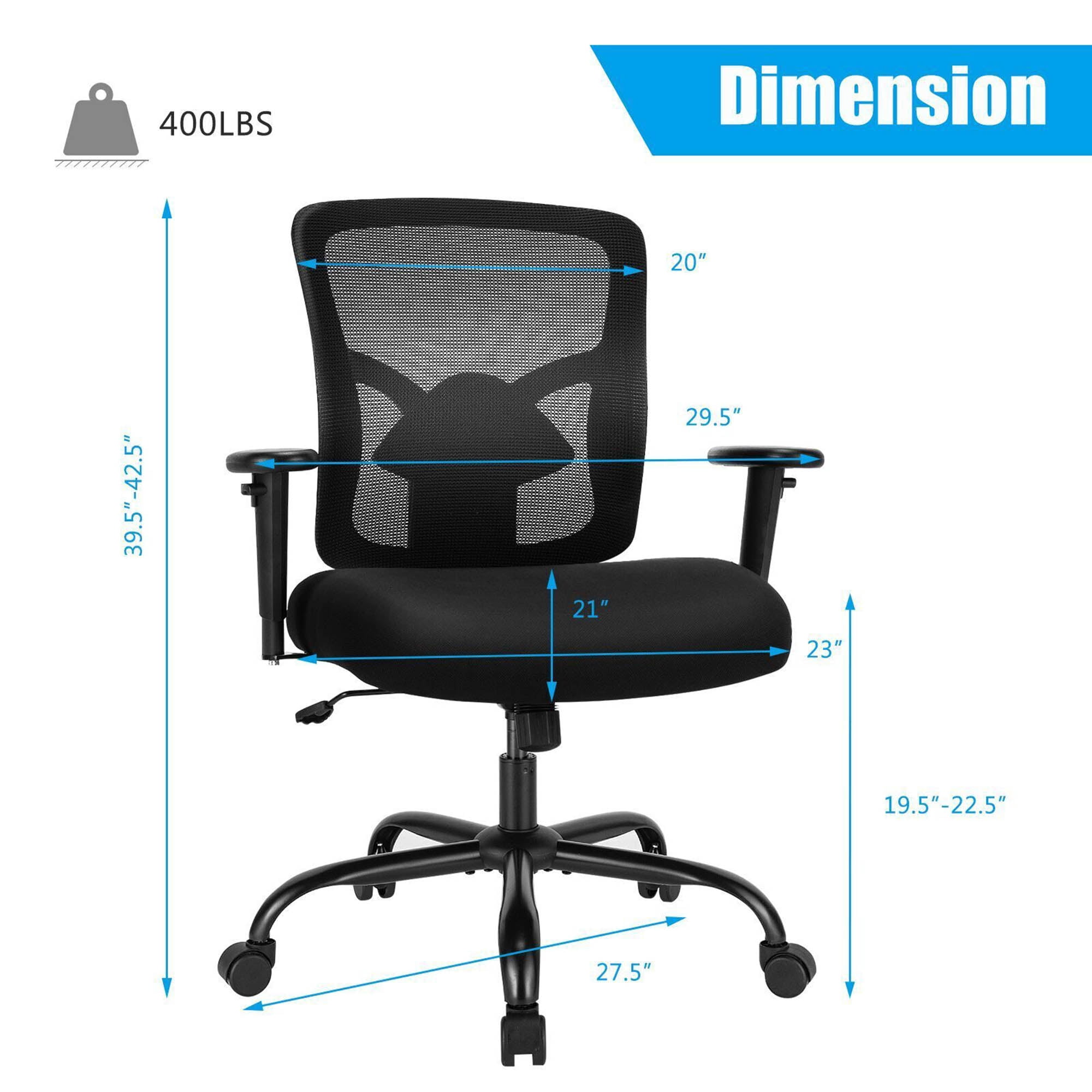 Gymax 400LBS Mesh Big & Tall Office Chair Swivel Task Chair w/ Lumbar Support