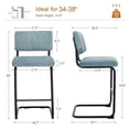 thumbnail image 4 of Zesthouse 24.6" Counter Stools Set of 2, Velvet Tufted Counter Height Chairs with Back and Metal Legs, Mid Century Modern Bar Stools for Kitchen Island, Blue, 4 of 10