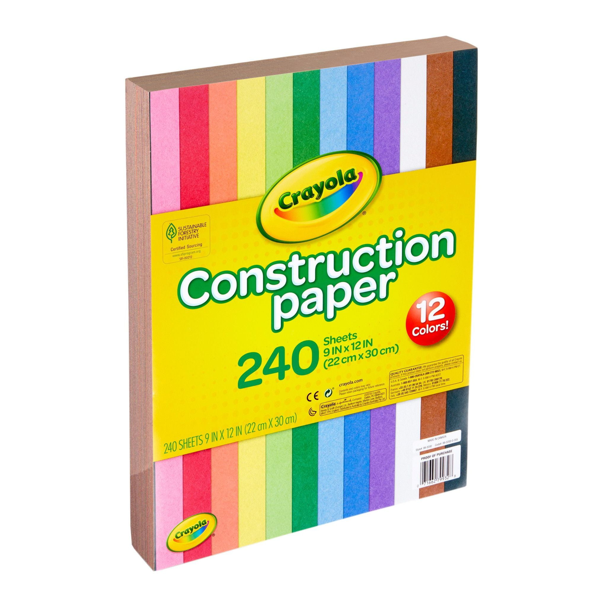 Crayola Construction Paper, 240 Pages, Valentines Party Supplies, 10 Colors, Craft Paper