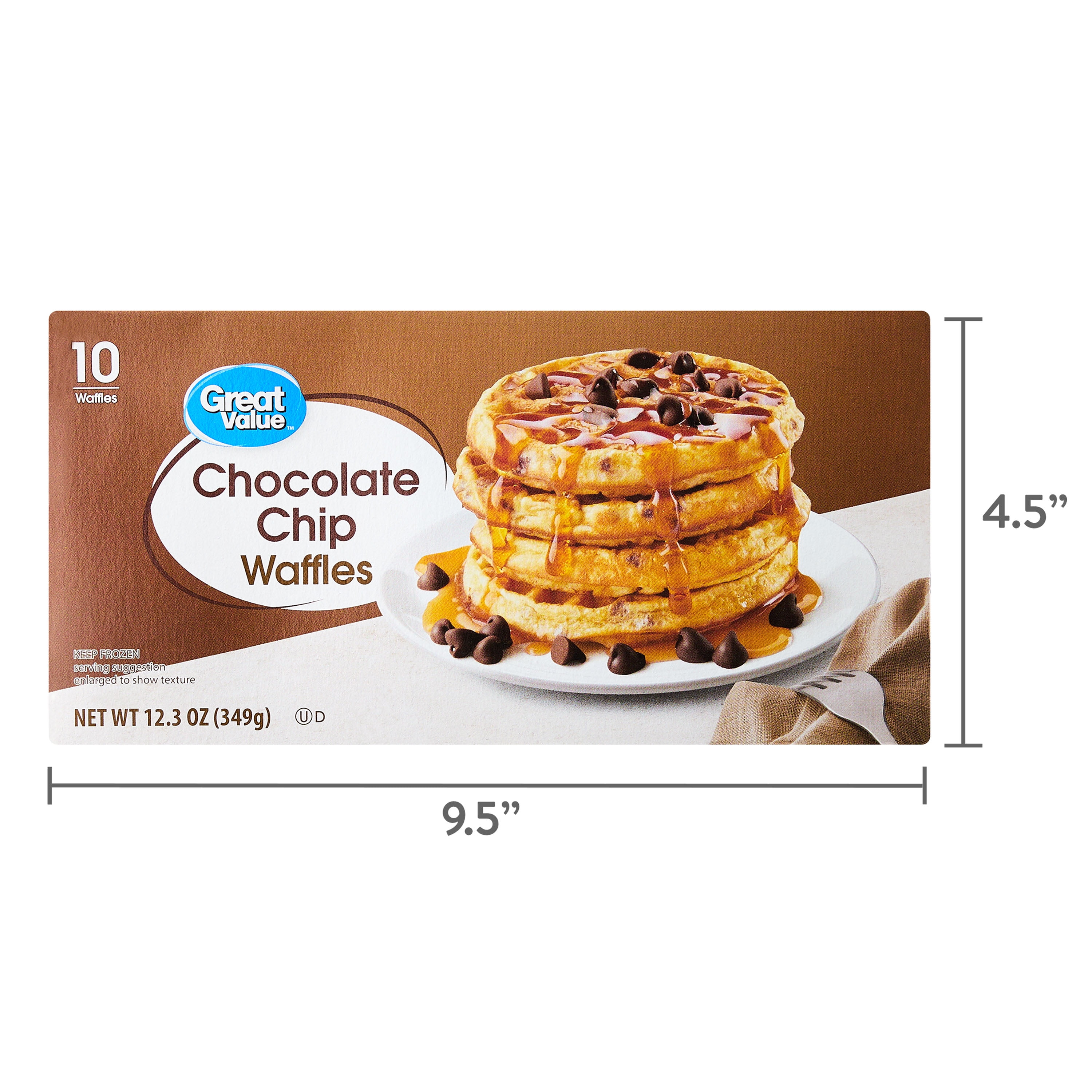 Great Value Chocolate Chip Waffles, 12.3 oz, 10 Count (Frozen)