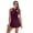Black Cherry, variant on Women's Plus Size Tummy Control One Piece High Neck Wrap Swimdress with Adjustable Straps