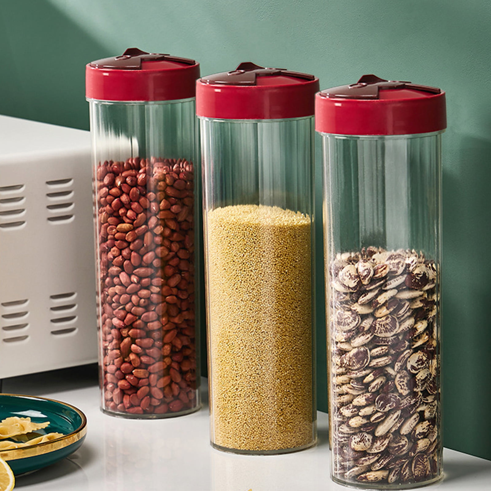 Large Glass Food Canisters 66 OZ Kitchen Stoarge Jar with Airtight Acacia  Lids,Cereal Jars For Pasta Flour Coffee