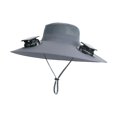 thumbnail image 4 of Sombrero de ventilador con energía solar de nailon transpirable de ala ancha para correr, mochilerismo y pesca. Gris oscuro, 4 of 9