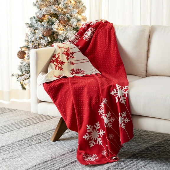 SAFAVIEH Frosty Throw, 50" x 60", Red/White