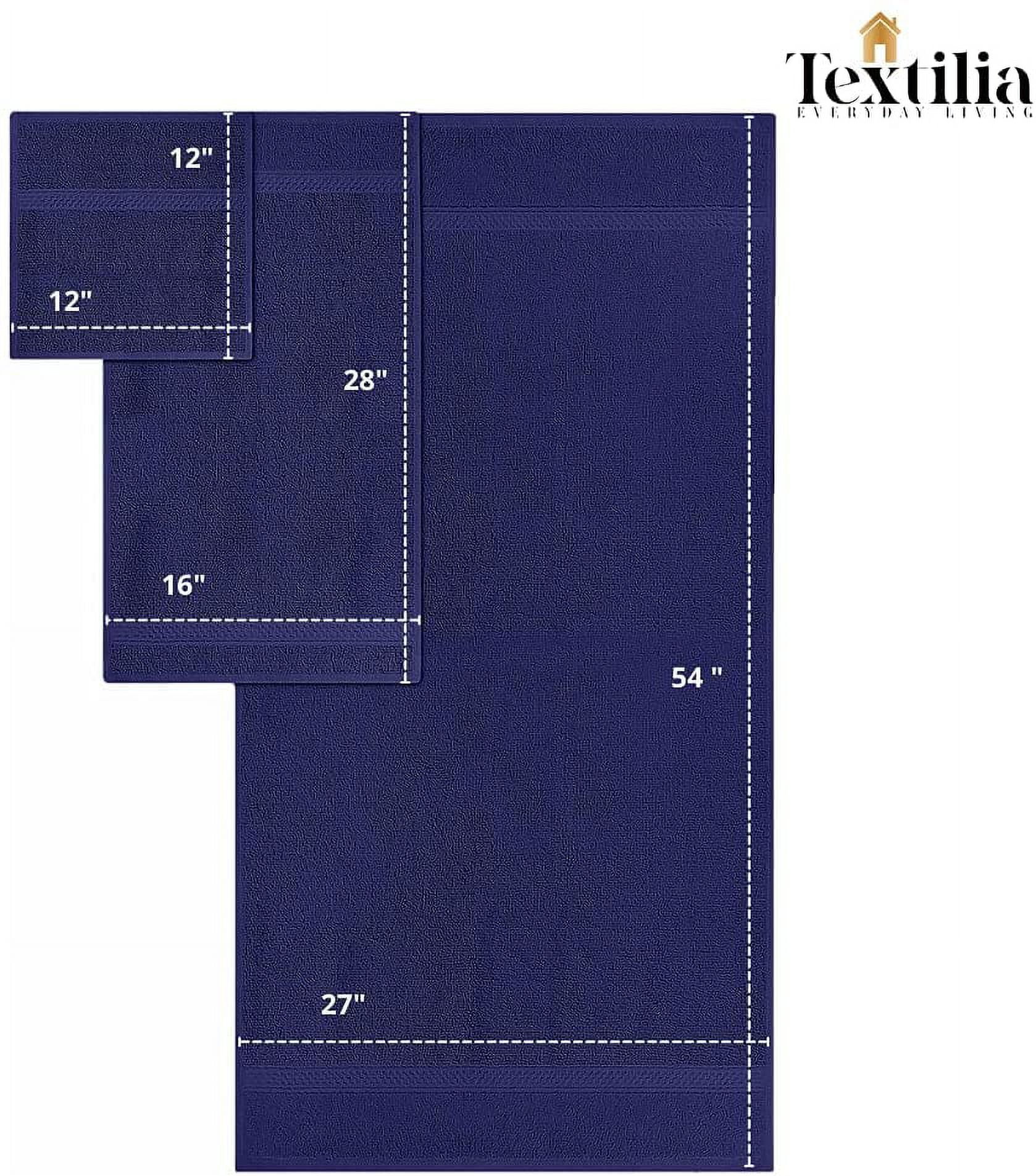 Textilia Set of 8 - 3 Size 100% Cotton Towels 600gsm Blue
