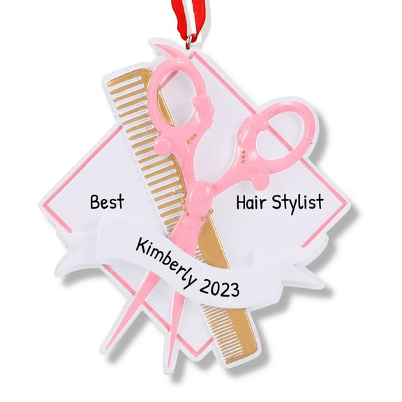 Ornaments by Elves Personalized Hairdresser Badge Christmas Ornament 2024