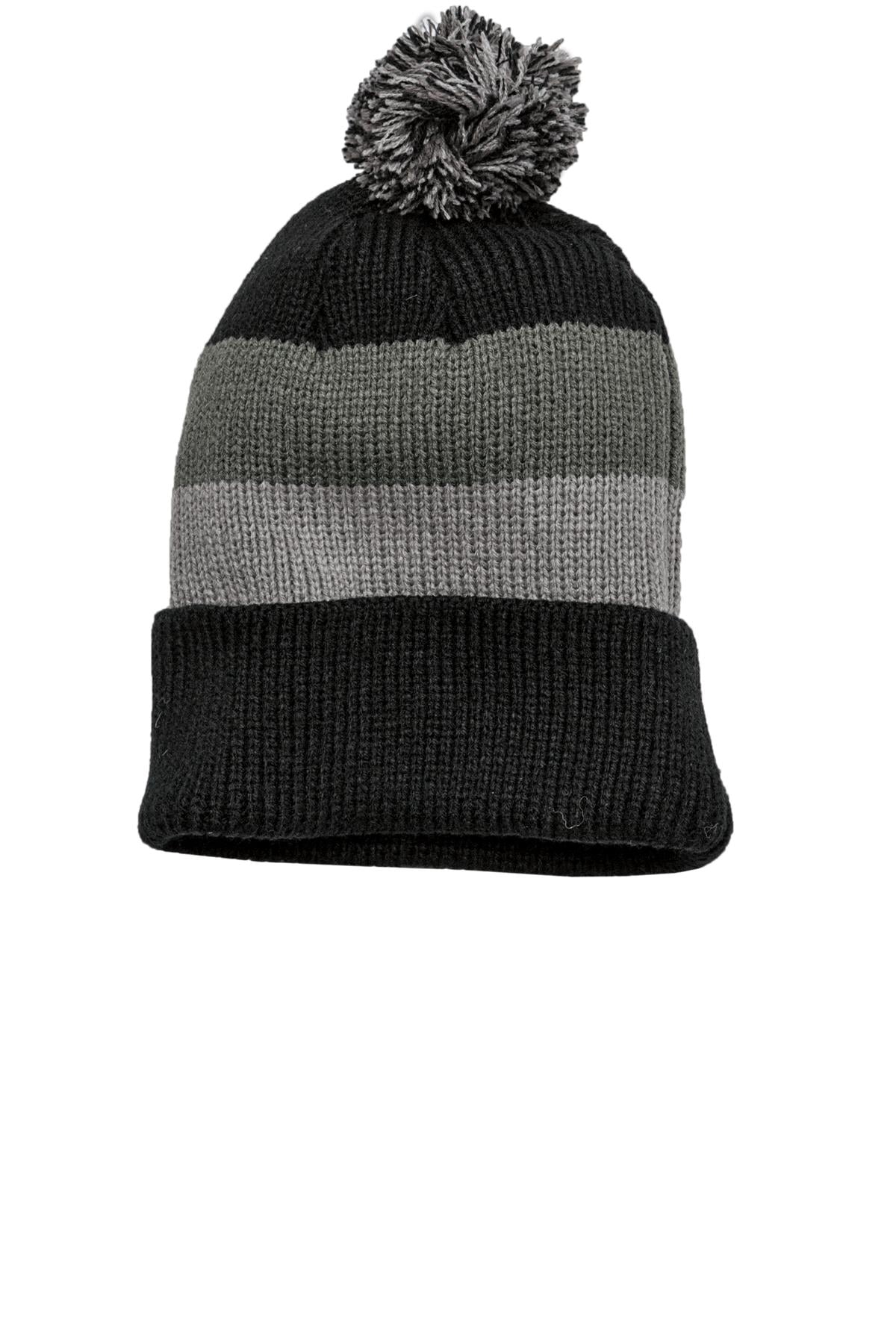 Vintage Striped Beanie with Removable 