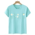 thumbnail image 4 of Liquidation! Uooqdmx T-Shirts Graphiques pour Femmes, Hauts Floraux pour Femmes, Hauts Décontractés pour Femmes, T-Shirt à Col Rond Floral Mode Doux Décontracté, Hauts de Sortie pour Femmes, Rose S, 4 of 4