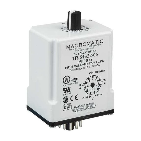 Macromatic SinFunTimeDelayRelay, 12VDC, 8Pins TR-51626-05