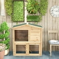 thumbnail image 4 of Gymax 35'' Wooden Chicken Coop Large Bunny Rabbit Cage w/ Ramp Indoor Outdoor Pet House, 4 of 10