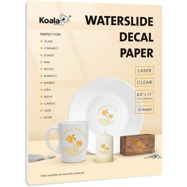 Koala Clear Waterslide Decal Paper for LASER Printer 10 Sheets