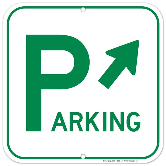 Parking Sign with Arrow, 12x12 Aluminum