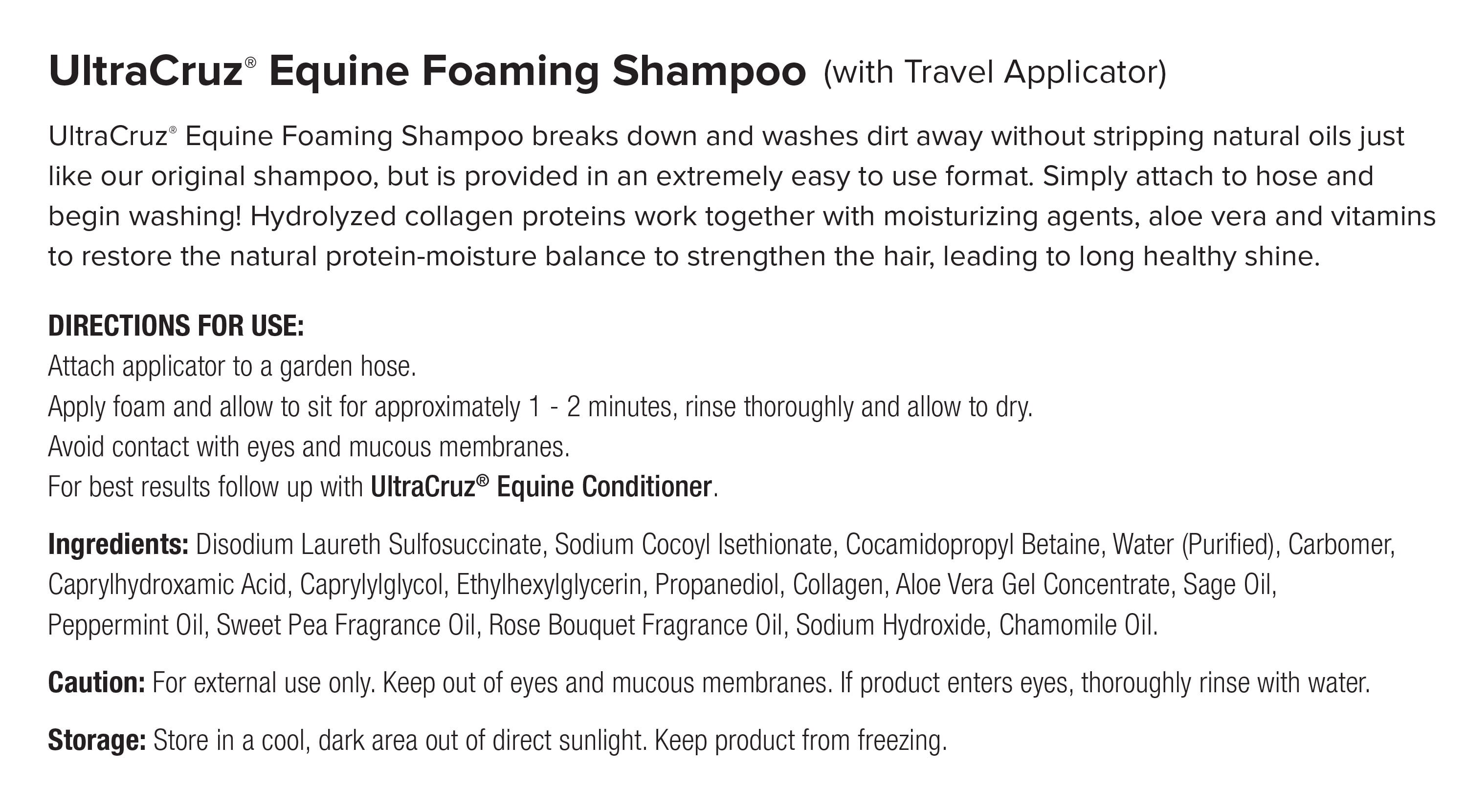 UltraCruz Equine Foaming Horse Shampoo, Conditioner Bundle, 32 oz Each with 16 oz Detangler