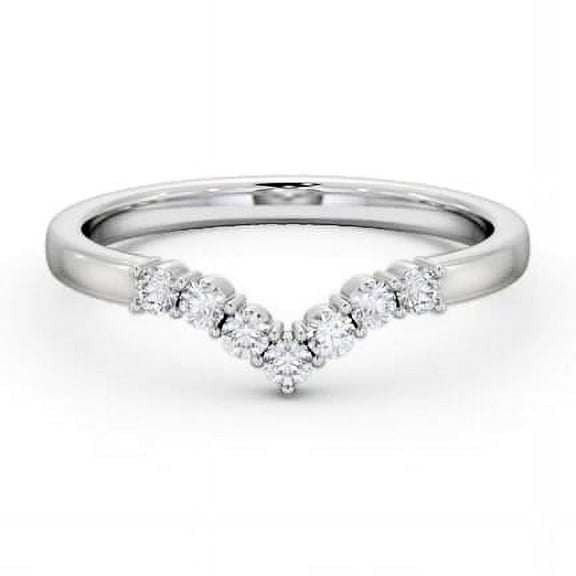 Spot Jewel 14K White Gold Plated 1 Ct Chevron Style Ring - Round Cut Lab Created Diamond Engagement Ring for Women - Stunning V Shape Proposal Ring - Gifts for Mom, Sister, Wife