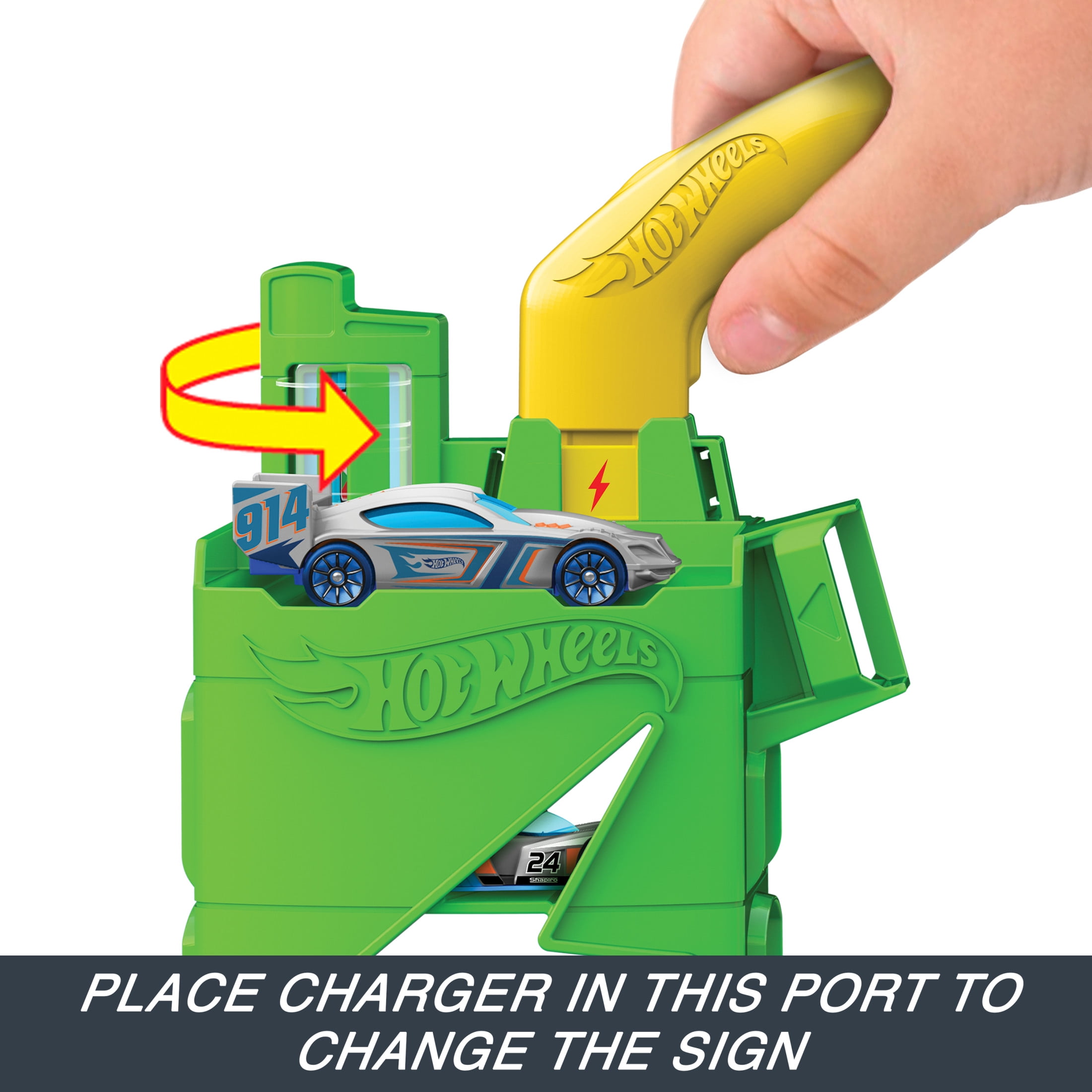 Hot Wheels City Super Recharge Fuel Station with 1:64 Scale Toy Car
