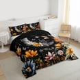 thumbnail image 3 of Homewish Floral Butterflies 3 Pieces Queen Comforter Set For Female Men Adults,Stars Sky Moon Ultra Soft Bedding Sets,Chic Flowers Bedding Comforter Set,Ultra Soft Home Decor,Reversible, 3 of 8