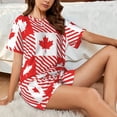 thumbnail image 4 of Gukieu Maple Leaves1 Print Women's Short-sleeved Pajama Set, Round Neck Button Top Elastic Shorts 2-piece Set, Summer Home Leisure Clothing-X-Large, 4 of 6