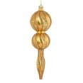 thumbnail image 1 of Vickerman 16.5" Copper Gold Candy Glitter Finial. Create a beautiful holiday arrangement with this large Candy finial that features glitter accents. Made with shatterproof plastic. Ornament has a dril, 1 of 1