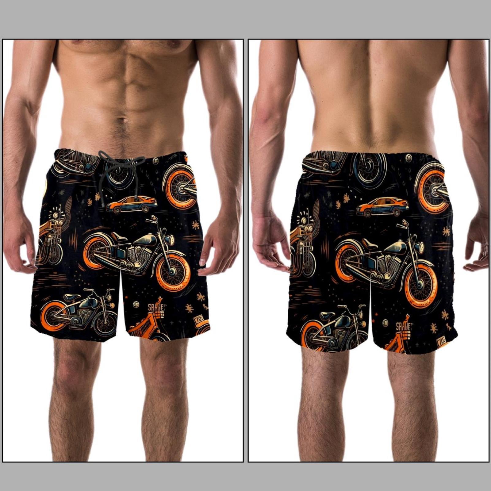 luoweisi Men's Beach Shorts Quick Dry Swim Trunks with Mesh Lining Motorcycle L